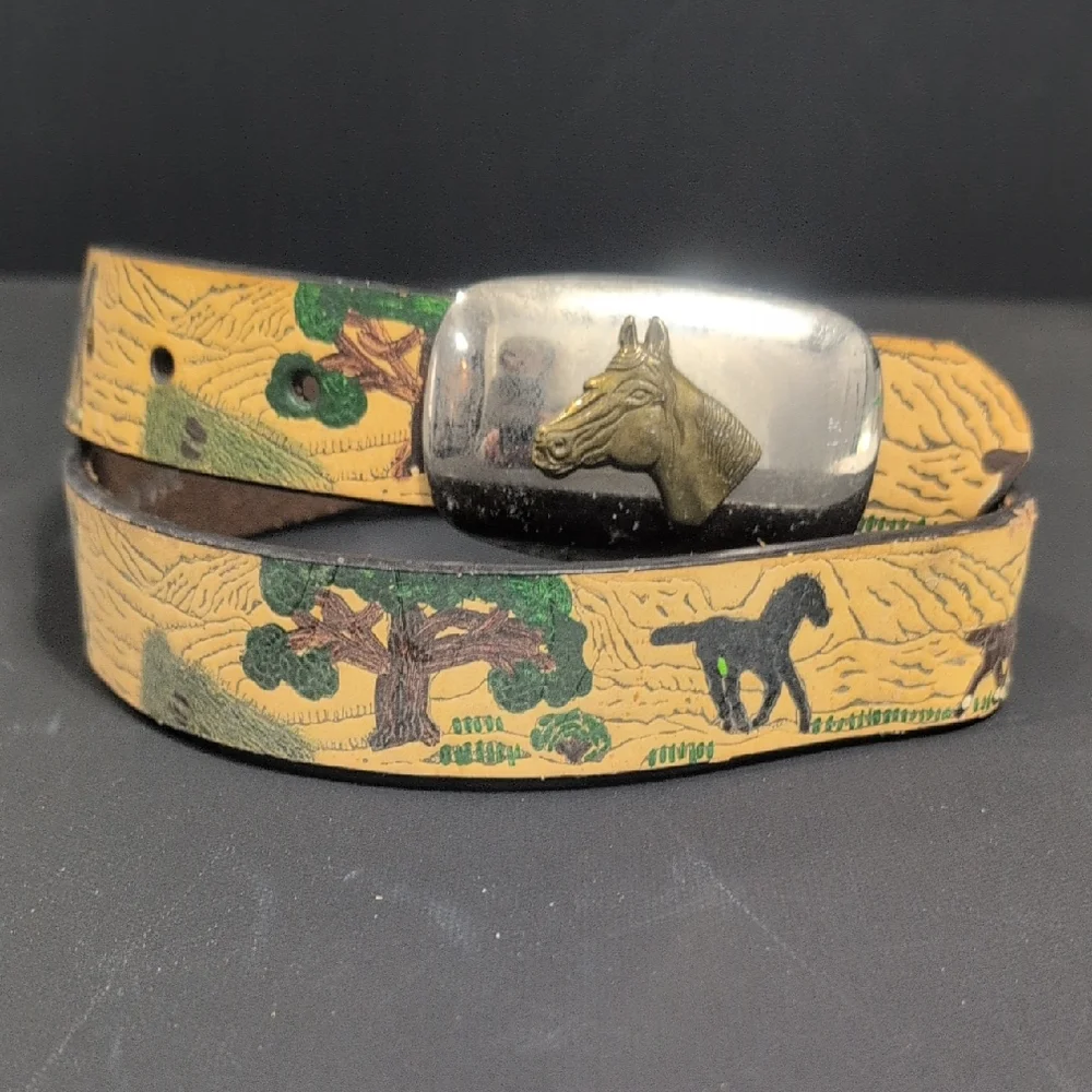 VINTAGE Nocona Tooled Leather Belt